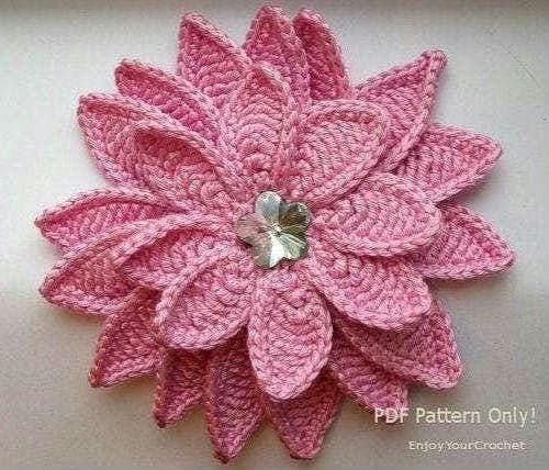 Crochet Aster Flower Pattern: 3D Floral Applique (PDF Pattern)