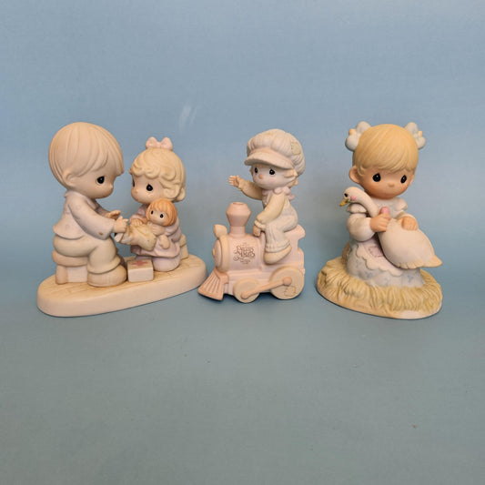 Porcelain Figurine, Precious Moments Figurine, Birthday, Train Porcelain, Collectible Vintage Ceramic Figurine, Girl with Goose , Love Gift