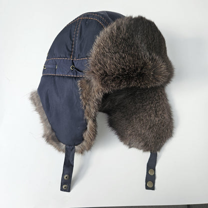 READY to SHIP Fur Ear Flap Hat, Men real fur hat, Trapper Hat, Aviator Hat, Ushanka, Russian Hat, Ski Hat, Rabbit Fur, Fur Hat Ear Flaps