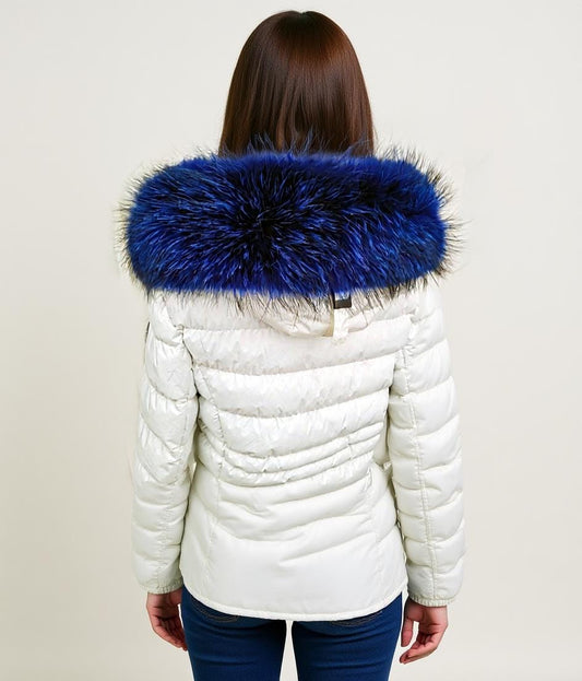 READY to SHIP XL Large Blue Real Raccoon Fur Collar, Fur Trim for Hoodie, Raccoon Fur Collar, Fur Scarf, Fur Ruff, Hood , Buttons included