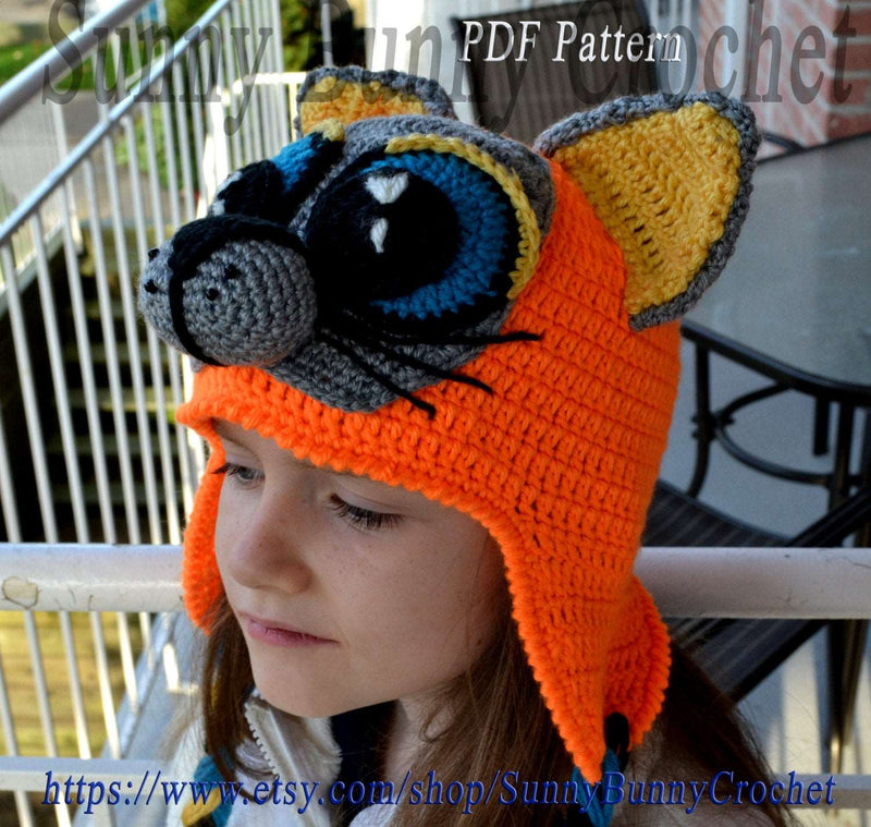 Crochet Pattern, Hat Pattern, Crochet Hat, Child Animal Hat, Cat Hat Pattern, Beanie and Earflap Pattern, Animal hat pattern, Child Hat