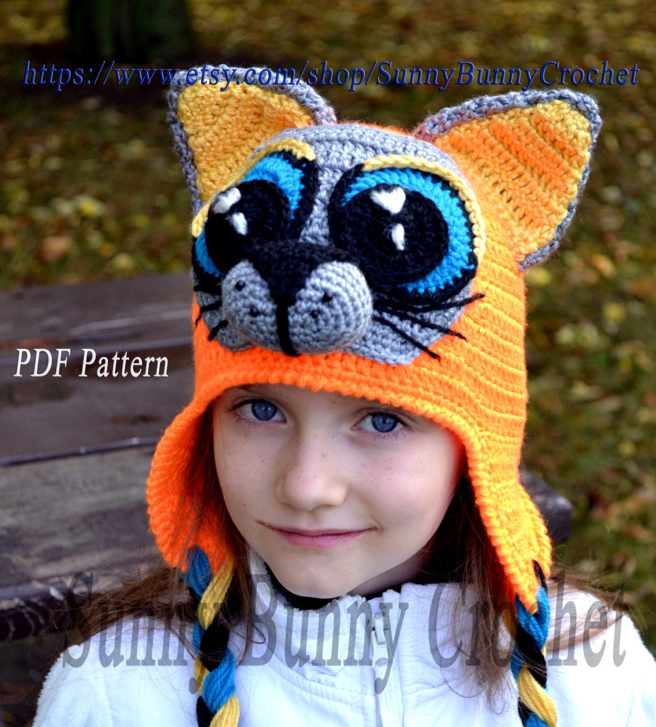 Crochet Hat pattern, Crochet Pattern, Child Animal Hat, Cat hat Pattern, Child hat Pattern, Animal hat pattern, fall, winter, kid,girl, baby