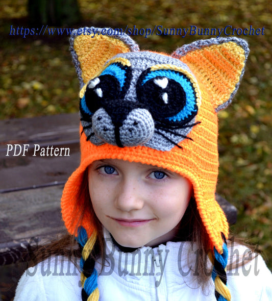 Crochet Hat pattern, Crochet Pattern, Child Animal Hat, Cat hat Pattern, Child hat Pattern, Animal hat pattern, fall, winter, kid,girl, baby