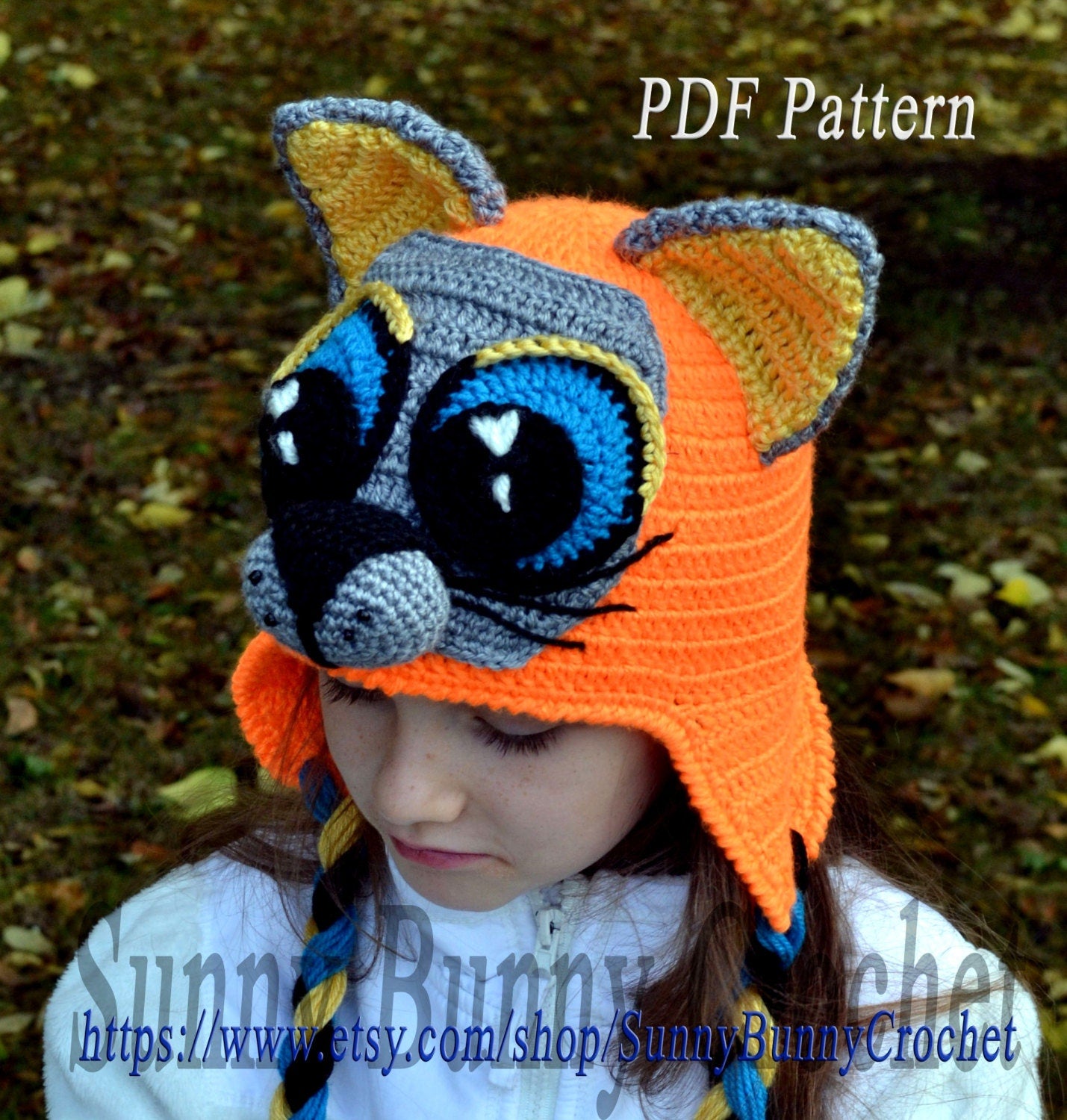 Animal Hat Pattern, Crochet Hat Pattern, Cat with Big Eyes Pattern, Children Spring Hat, Earflaps, Cat ears, girl, kids, adult, baby