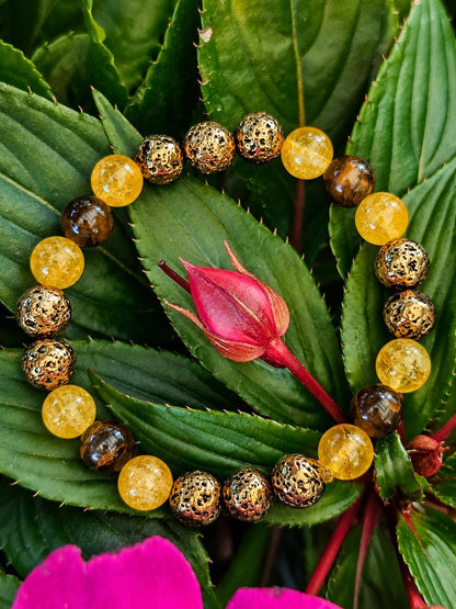 Goal Achiever Bracelet, Success Bracelet, Confidence Bracelet, Citrine Tiger Eye Lava Stone Bracelet, Motivation Gift for Her