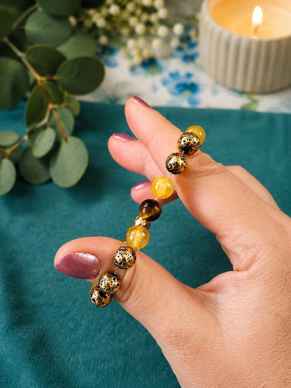 Goal Achiever Bracelet, Success Bracelet, Confidence Bracelet, Citrine Tiger Eye Lava Stone Bracelet, Motivation Gift for Her