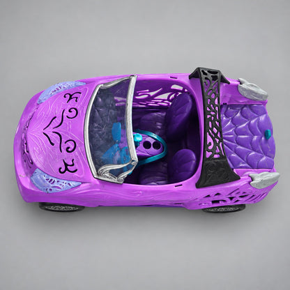 Monster High Scaris City of Frights Purple Convertible Car, Mattel 2012 Doll Vehicle, Spiderweb Design, Collectible Toy Car for Dolls