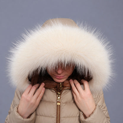 Ivory faux fur hood trim
