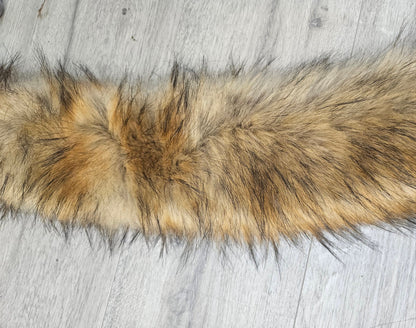 Natural Brown Faux Fur Hood Replacement – Raccoon Look – 60–90 cm