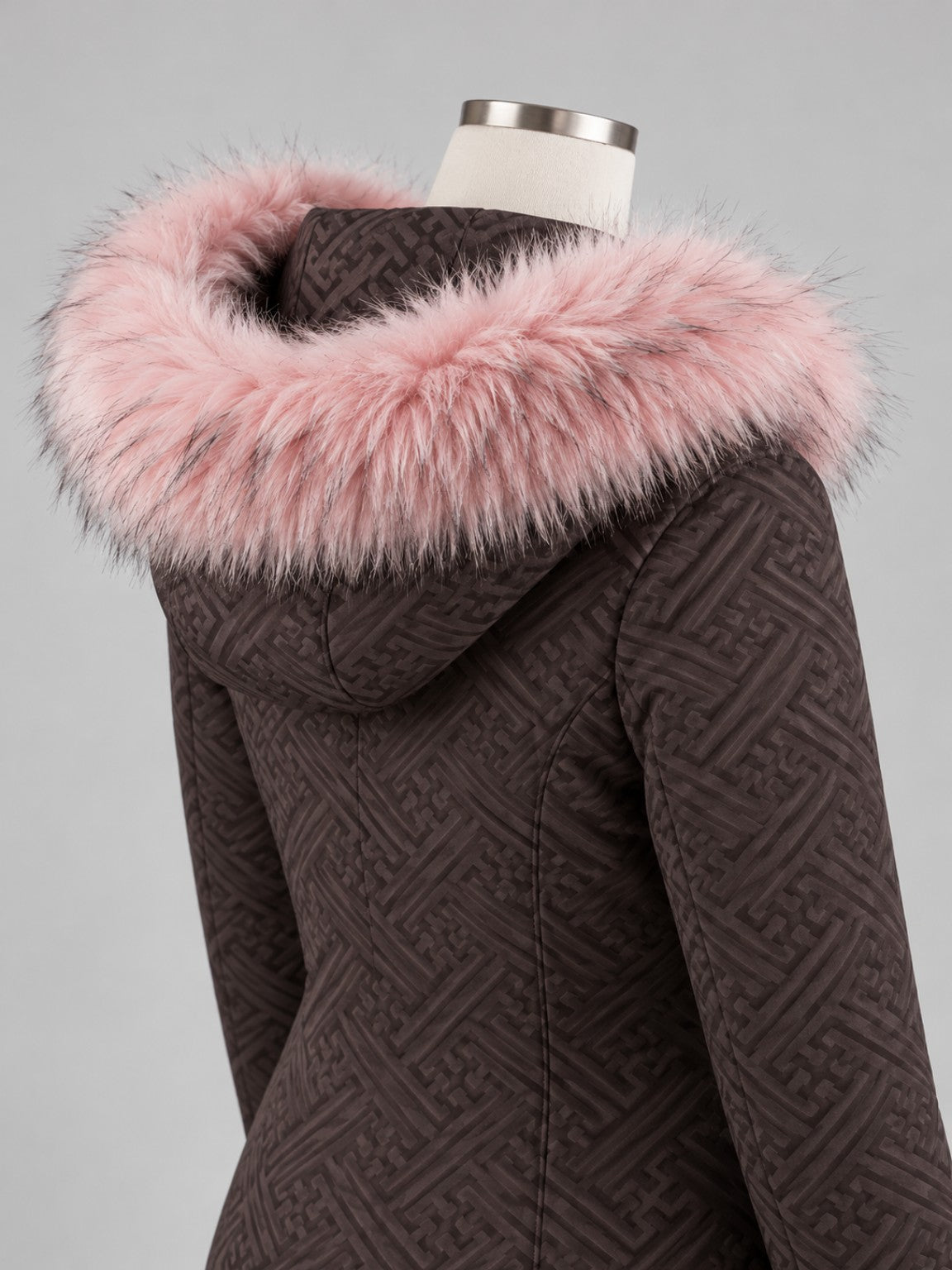 Pink faux fur hood trim product photo 2