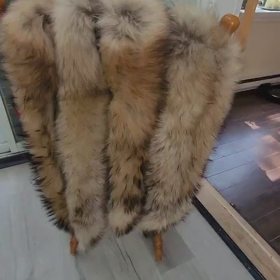 BY ORDER, Extra Long 130 cm Real Raccoon Fur Collar, Fur Trim for Hoodie, Raccoon Fur Collar, Fur Scarf, Fur Ruff, Fur Hood, Hood Fur