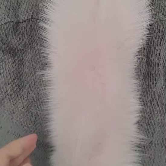 READY to SHIP From Pieces! XL Large Full Finnish Real Fox Fur Collar, Fur Trim for Hoodie, Fox Fur Collar, Fur Scarf, Fur Ruff, Pink Fox