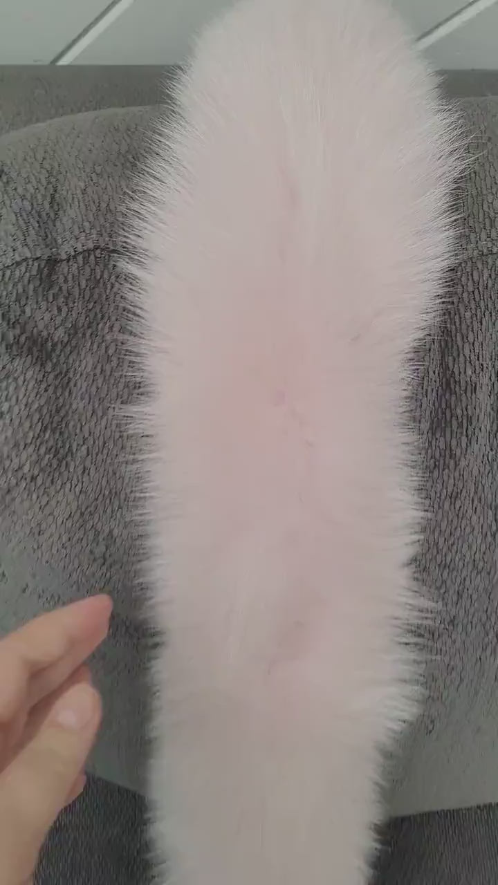 READY to SHIP From Pieces! XL Large Full Finnish Real Fox Fur Collar, Fur Trim for Hoodie, Fox Fur Collar, Fur Scarf, Fur Ruff, Pink Fox