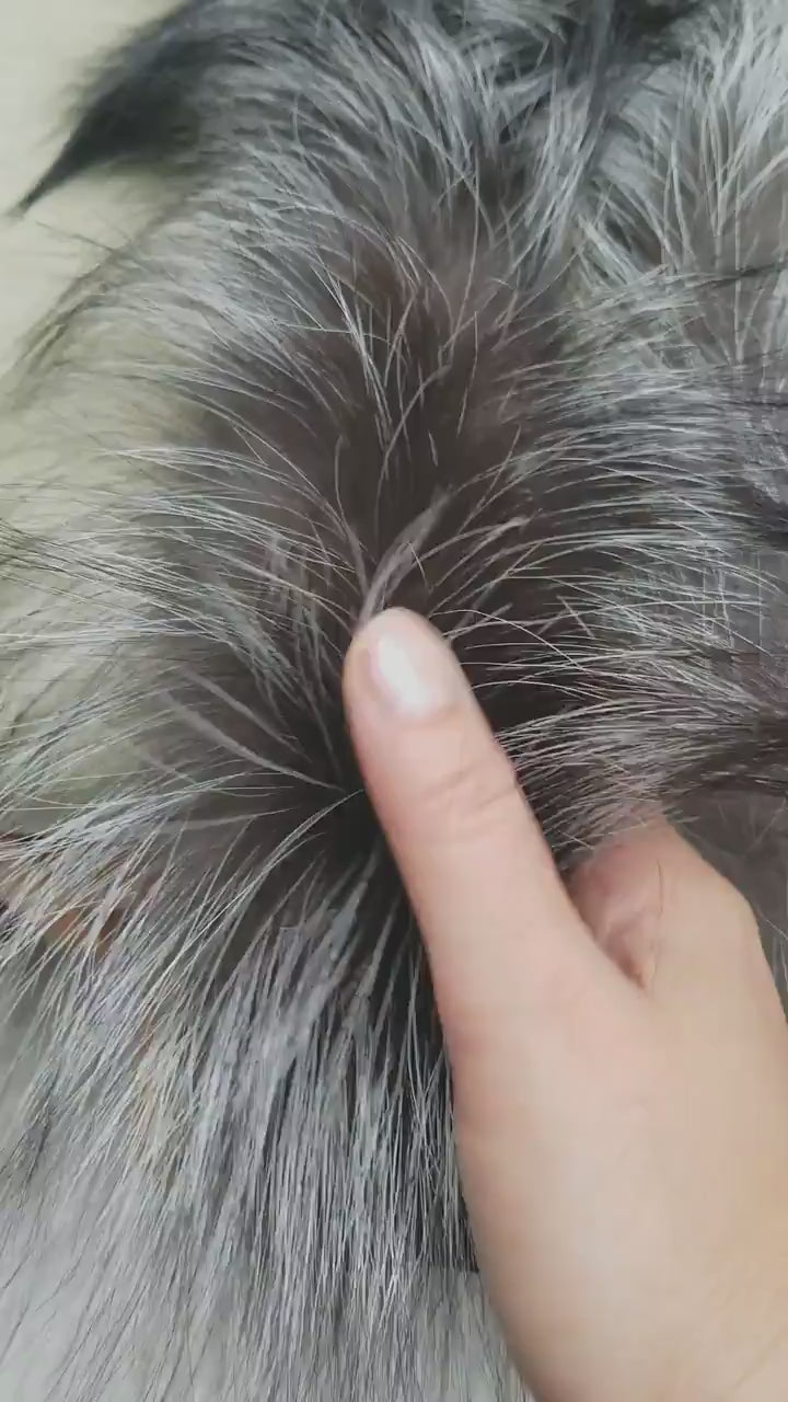 BY ORDER 60cm Real Silver Fox Fur Trim Hood, Fur collar trim, Fox Fur Collar, Fur Scarf, Fur Ruff, Fox Fur Hood, Fox Fur, stripe 3x60
