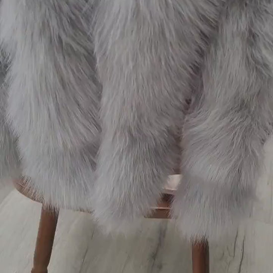 READY to SHIP not Tail Real Gray Fox Fur Trim Hood, Fur collar trim, Fox Fur Collar, Fur Scarf, Fur Ruff, Fox Fur Hood, Fox Fur, Super Soft