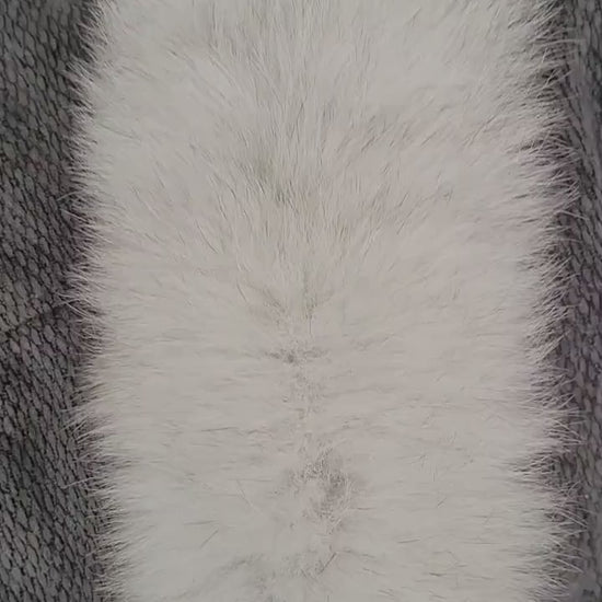READY to SHIP XL Ivory with Black tips Double Real Fox Fur (Tail) Trim Hood, Fox Fur Collar, Fur Scarf, Fur Ruff, Fur Hood, Hood Fur, Collar