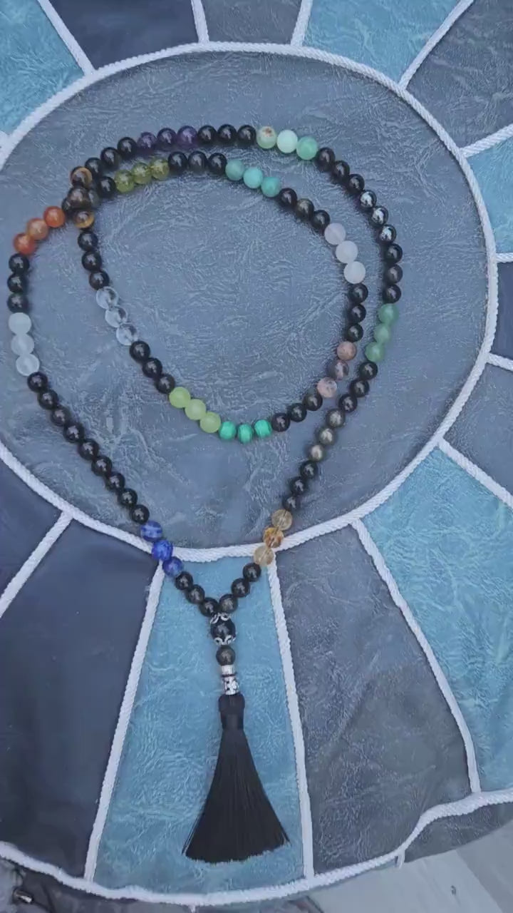108 Mala Beads, Prayer Beads, Muslim Misbaha, Rosary, Mala Necklace, Hand Knotted Meditation Beads, Yoga Necklace, Crystal Stone Beads, 8mm
