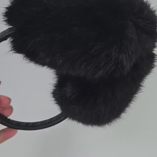 Black Fur Earmuffs, Real Fur Ear Warmer, Girls Earmuffs, Large Ear Muffs, Fluffy Ear Muffs, Earmuffs Women, Rabbit Fur Earmuff, Ear Warmers