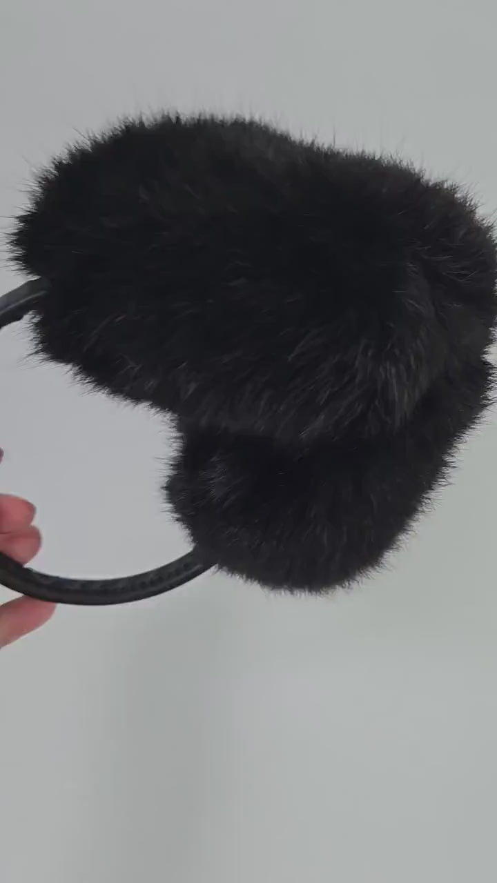 Black Fur Earmuffs, Real Fur Ear Warmer, Girls Earmuffs, Large Ear Muffs, Fluffy Ear Muffs, Earmuffs Women, Rabbit Fur Earmuff, Ear Warmers