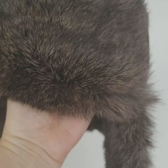 READY to SHIP Fur Ear Flap Hat, Men real fur hat, Trapper Hat, Aviator Hat, Ushanka, Russian Hat, Ski Hat, Rabbit Fur Hat Ear Flaps, Gift