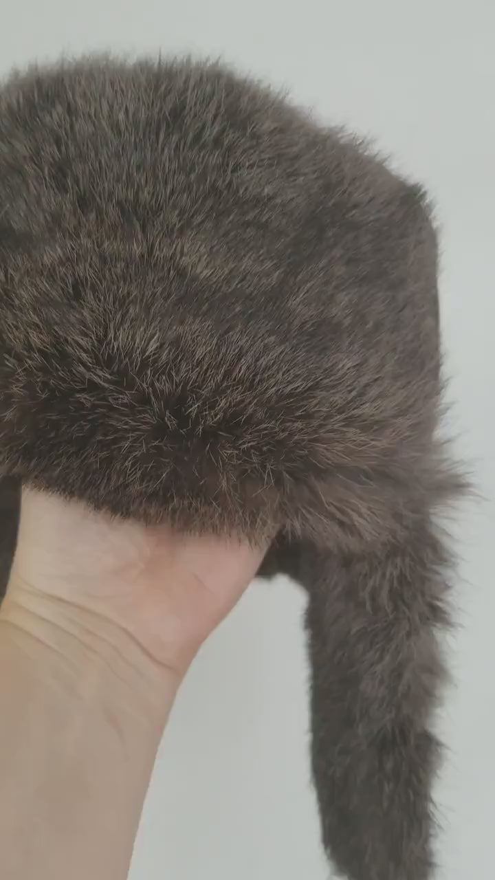 READY to SHIP Fur Ear Flap Hat, Men real fur hat, Trapper Hat, Aviator Hat, Ushanka, Russian Hat, Ski Hat, Rabbit Fur Hat Ear Flaps, Gift
