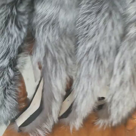 BY ORDER, Real Silver Fox Fur Trim Hood, Fur collar trim, Fox Fur Collar, Fur Scarf, Fur Ruff, Fox Fur Hood, Fox Fur stripe Coat 80x3 cm