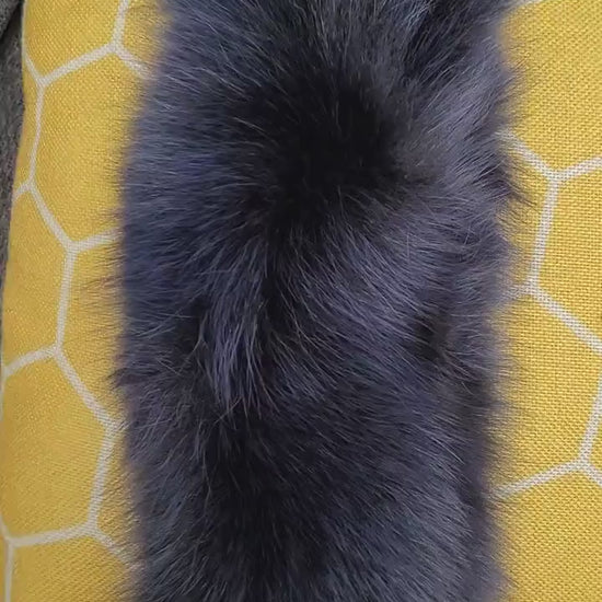 READY to SHIP From Pieces! XL Large Full Finnish Real Fox Fur Collar, Fox Fur Collar, Fur Trim for Hoodie,  Fur Scarf, Fur Ruff, Blue Fox