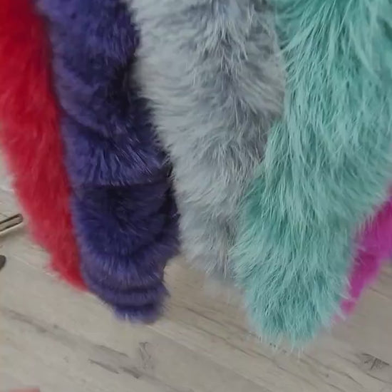 READY to SHIP From Pieces! XL Large Full Finnish Real Fox Fur Collar 80 cm, Fur Trim for Hoodie, Fox Fur Collar, Fur Scarf, Fur Ruff, Purple
