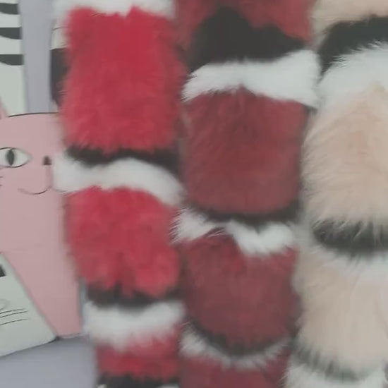 READY to SHIP, Multi Colored Real Fox Fur Collar from Pieces, Fur Trim for Hoodies, Large Fox Fur Collar, Fur Scarf, Fur Ruff, Real Fur Hood
