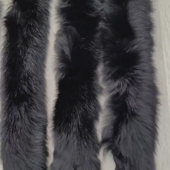 BY ORDER, not Tail, 60-80 cm Super Soft Real Black Fox Fur Trim Hood, Fur collar trim, Fox Fur Collar, Fur Ruff, Fur Hood, Fox Fur, Fur