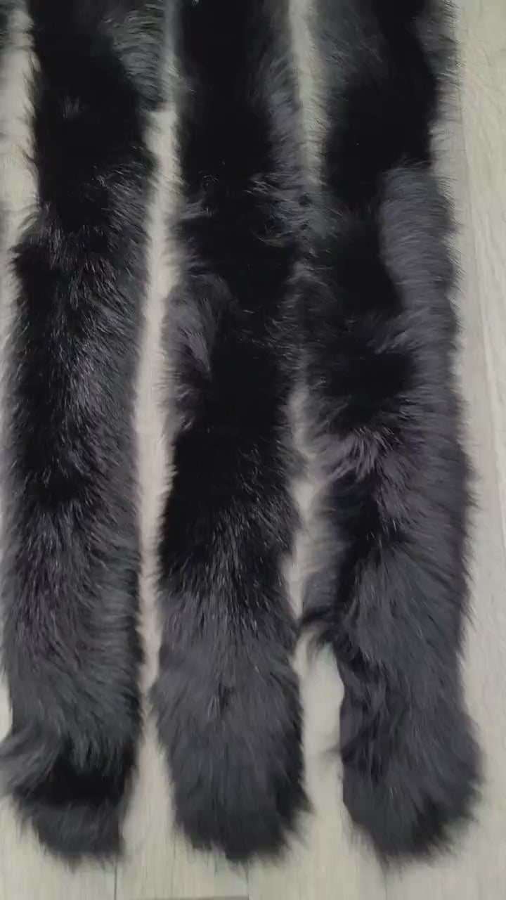 BY ORDER, not Tail, 60-80 cm Super Soft Real Black Fox Fur Trim Hood, Fur collar trim, Fox Fur Collar, Fur Ruff, Fur Hood, Fox Fur, Fur
