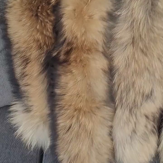 BY ORDER 60X4 cm Real Raccoon Fur Collar, Fur Trim for Hoodies, Raccoon Fur Collar, Fur Scarf, Fur Ruff, Raccoon Fur Hood, Raccoon