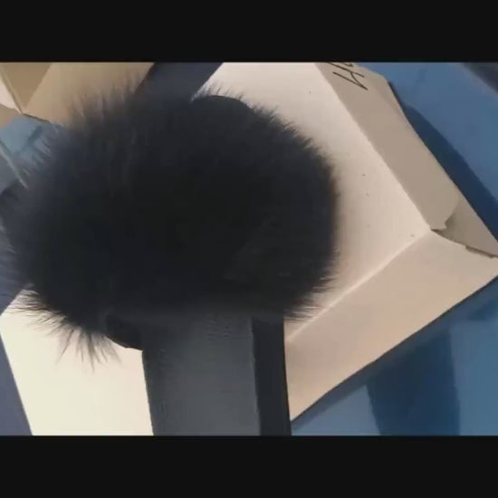BY ORDER Changing Colors Real Fox Fur Slides with Velcro Women Leather Beach Large  Fox Fur Sandals Summer Slippers Fluffy Shoes Flip Flops