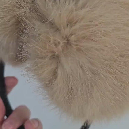 Real Fur Earmuffs, Rabbit Fur Ear Warmer, Blue Earmuffs, Large Ear Muffs, Fluffy Ear Muffs, Rabbit Fur Earmuffs, Ear Warmers, Beige