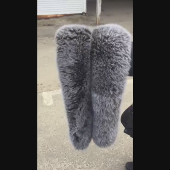 BY ORDER (not Tail) XL Extra Large Real Fox Fur Trim Hood, Fur collar trim, Fox Fur Collar, Fur Scarf, Fur Ruff, Fox Fur Hood, Jacket