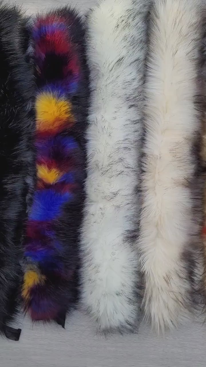 BY ORDER Faux Fur Vegan Trim Hood 60-80 cm, Faux Fur Collar Trim, Fur Fabric, Fur Ruff, Faux Fur Hood, Hood Fur Jacket, Fur stripe, Fur Trim