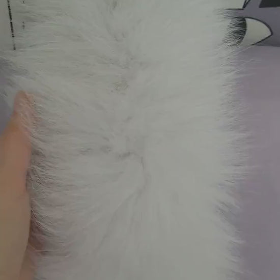 BY ORDER XL Double Real Fox Fur (Tail) Trim Hood, Fox Fur Collar, Fur Scarf, Fur Ruff, Fox Fur Hood, Hood Fur, Fur collar trim, white