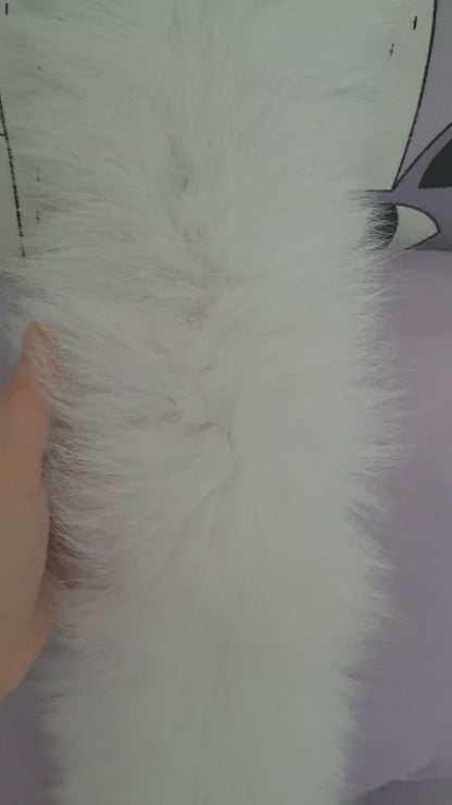 BY ORDER XL Double Real Fox Fur (Tail) Trim Hood, Fox Fur Collar, Fur Scarf, Fur Ruff, Fox Fur Hood, Hood Fur, Fur collar trim, white