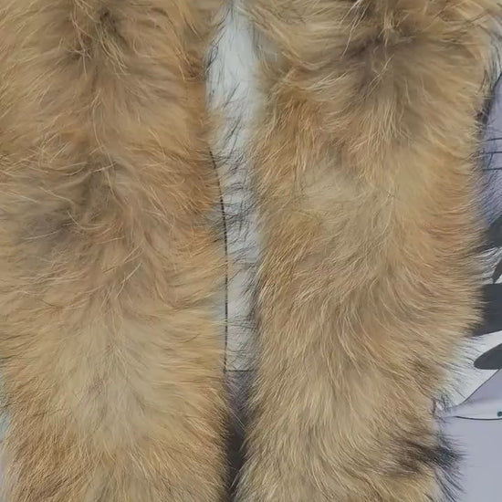 BY ORDER XL Large Full Finnish Real Raccoon Fur Collar, Fur Trim for Hoodie, Raccoon Fur Collar, Fur Scarf, Fur Ruff, Raccoon Fur Hood