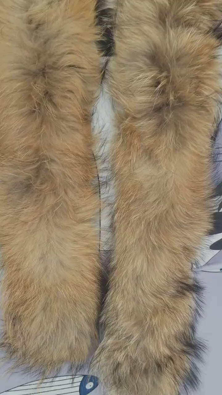 BY ORDER XL Large Full Finnish Real Raccoon Fur Collar, Fur Trim for Hoodie, Raccoon Fur Collar, Fur Scarf, Fur Ruff, Raccoon Fur Hood