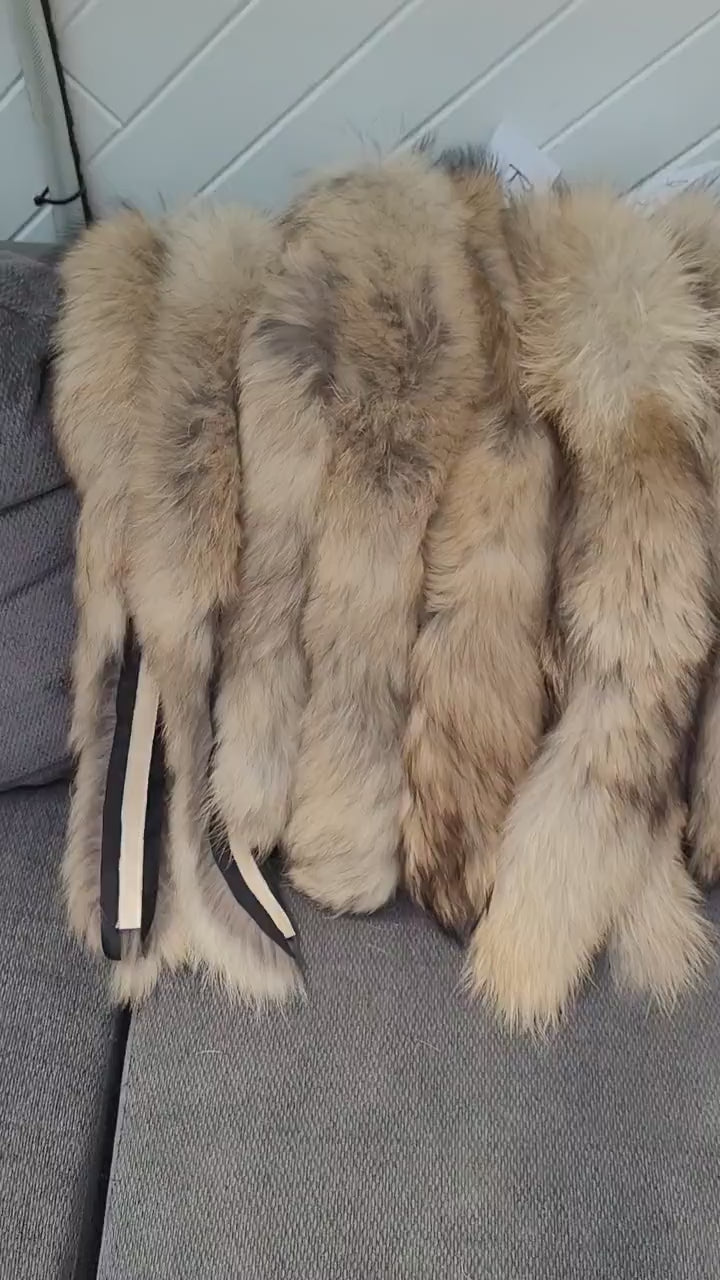 BY ORDER 60x2 cm Real Raccoon Fur Collar, Fur Trim for Hoodies, Raccoon Fur Collar, Fur Scarf, Fur Ruff, Raccoon Fur Hood, Raccoon Fur