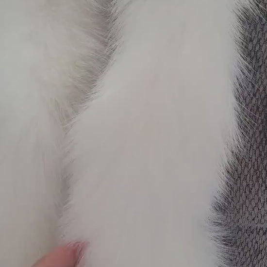 BY ORDER From Pieces! XL Large Full Finnish Real Fox Fur Collar, Fur Trim for Hoodie, Fox Fur Collar, Fur Scarf, Fur Ruff,  White Fox