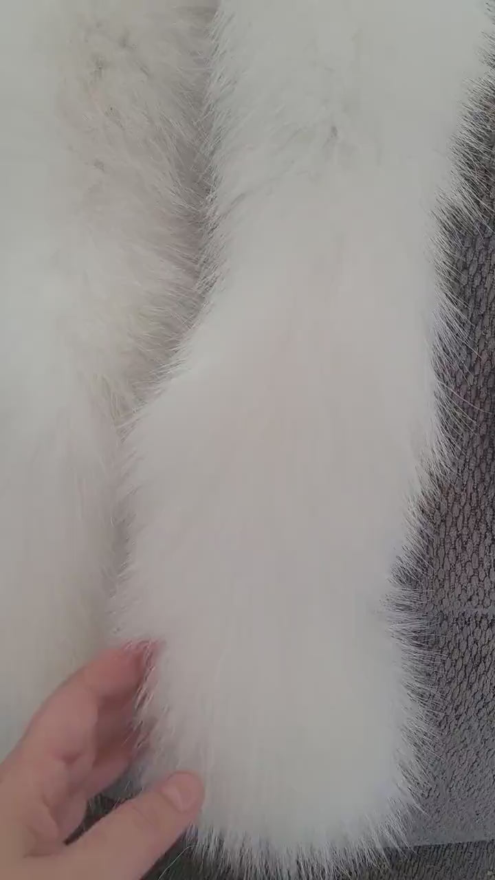 BY ORDER From Pieces! XL Large Full Finnish Real Fox Fur Collar, Fur Trim for Hoodie, Fox Fur Collar, Fur Scarf, Fur Ruff,  White Fox