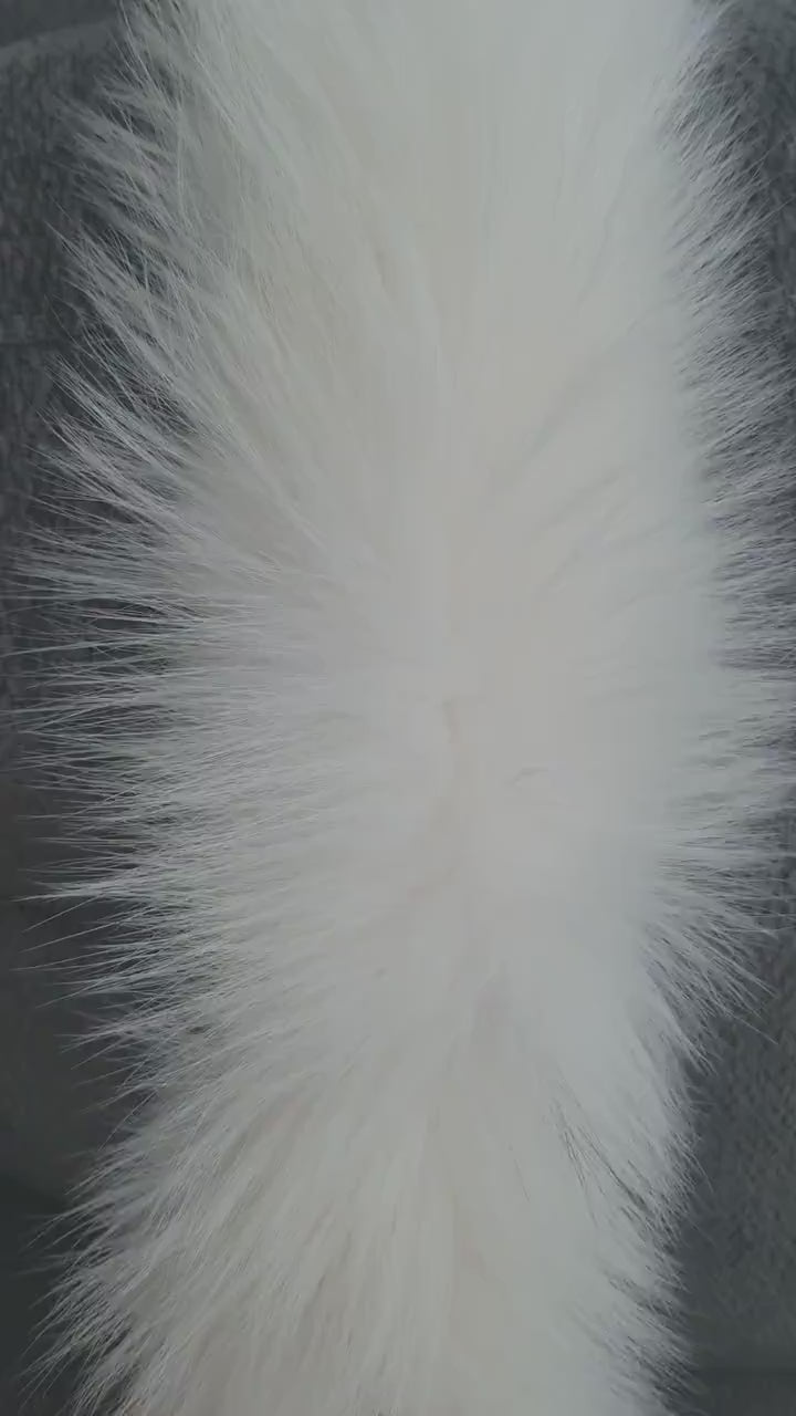 READY to SHIP From Pieces! XL Large Full Finnish Real Fox Fur Collar, Fur Trim for Hoodie, Fox Fur Collar, Fur Scarf, Fur Ruff, Ivory Fox