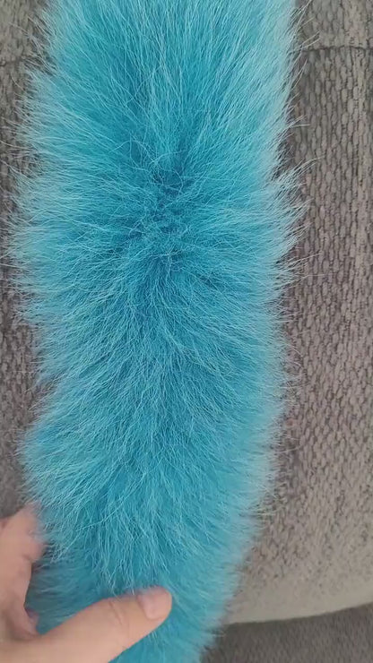 BY ORDER, Real Fox Fur (Tail) Trim Hood, Fur collar trim, Fox Fur Collar, Fur Scarf, Fur Ruff, Fur Hood, Fur stripe, Coat Trim, Green