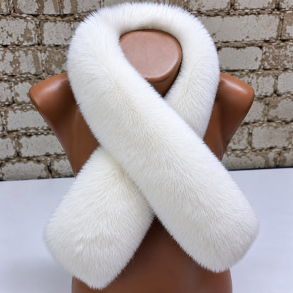 White faux fox fur hood replacement trim