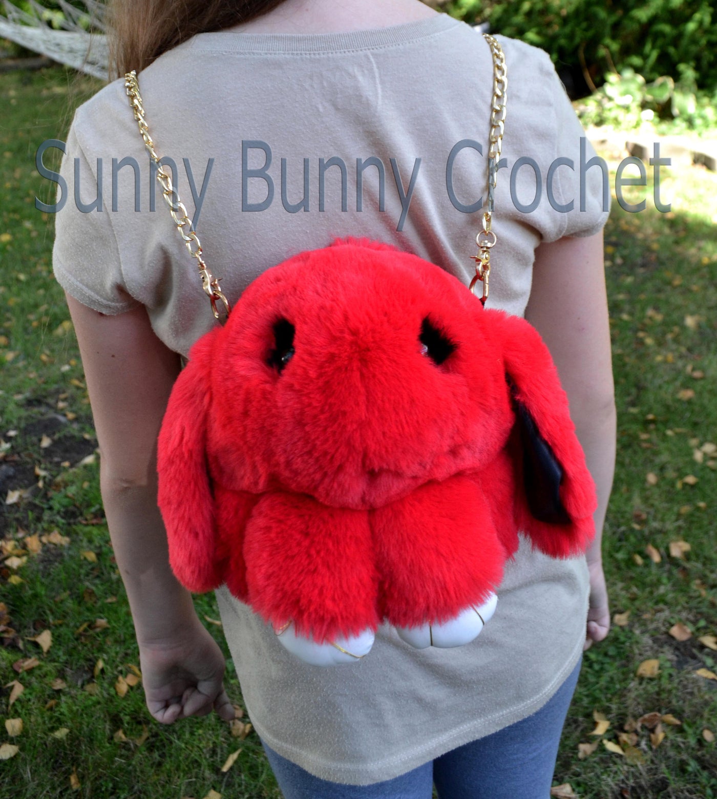Red Rabbit Shoulder Bag Rabbit Bag Real Fur Backpack Women Purse