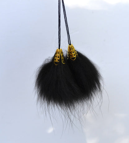 Black Fur Tassels For Hat Genuine Fur Pendant Real Fur Charm Earings Bag Jewerly Scarf