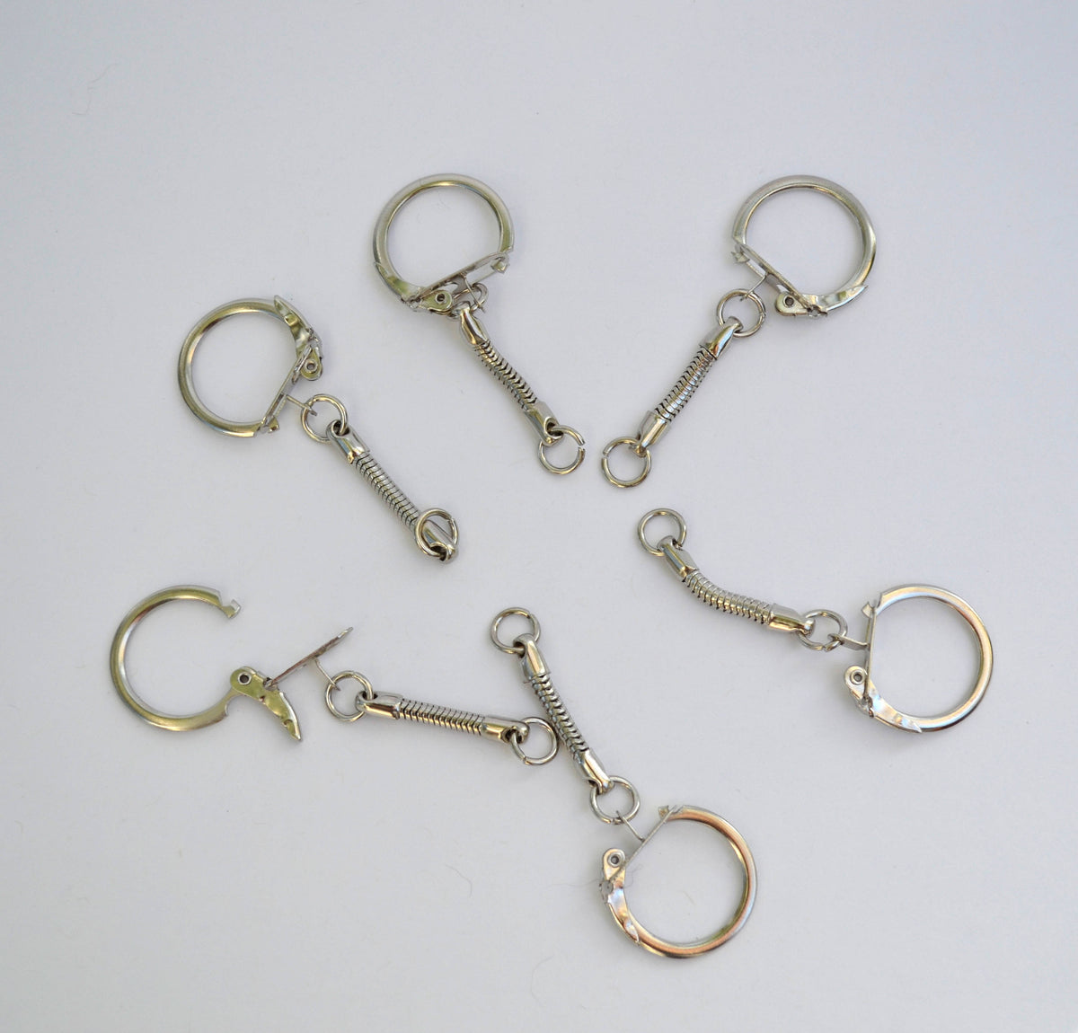 Keychain Ring, Key Rings, Silver Tone 57mm x 20mm, Bag Charm, Key Chain for Pom Pom, Key ring, Pendant, Jewelry, Attached Chain