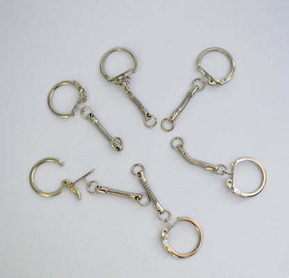 Keychain Ring, Key Rings, Silver Tone 57mm x 20mm, Bag Charm, Key Chain for Pom Pom, Key ring, Pendant, Jewelry, Attached Chain